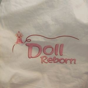 Doll Reborn Protection Bag L 16in W 13in beige pink letters